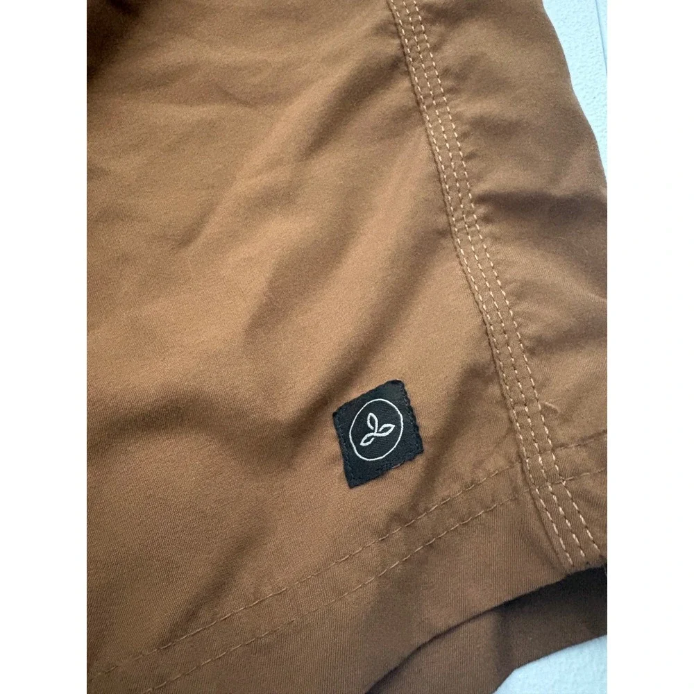 Prana Mojo Shorts Mens XL Brown Elastic Waist Athletic Hiking Yoga Outdoor